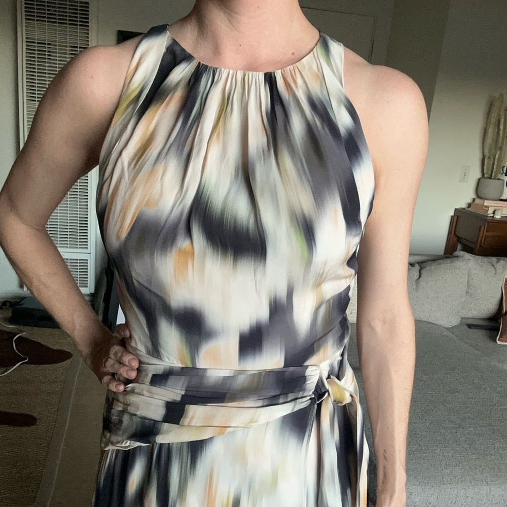 Reiss Midi Dress in Black and Cream With Back Detail Size 6 - Picture 4 of 6